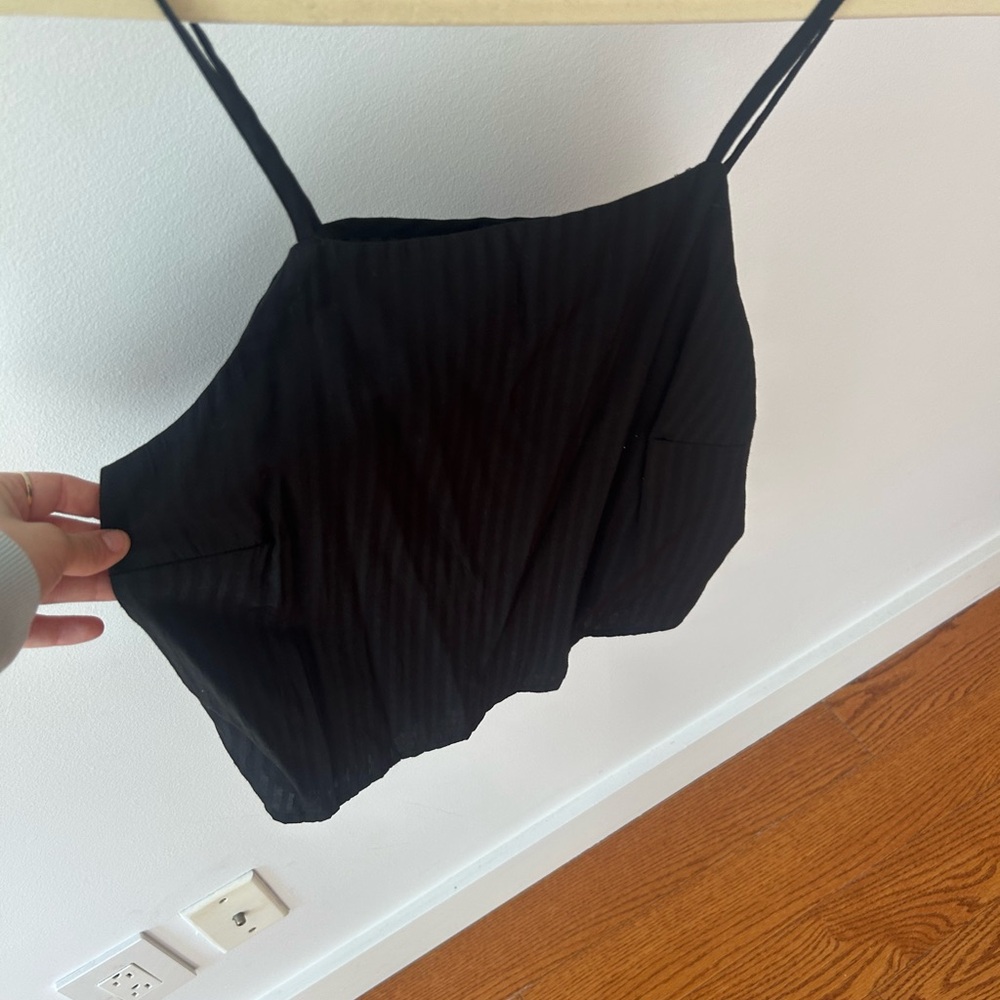 Twik Black Asymmetrical Ribbed Camisole